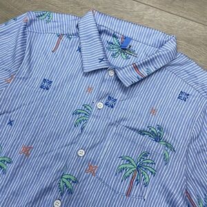 Saxx Droptemp Dry S/S Blue Tropical AOP Shirt Men Sz L NWT Casual